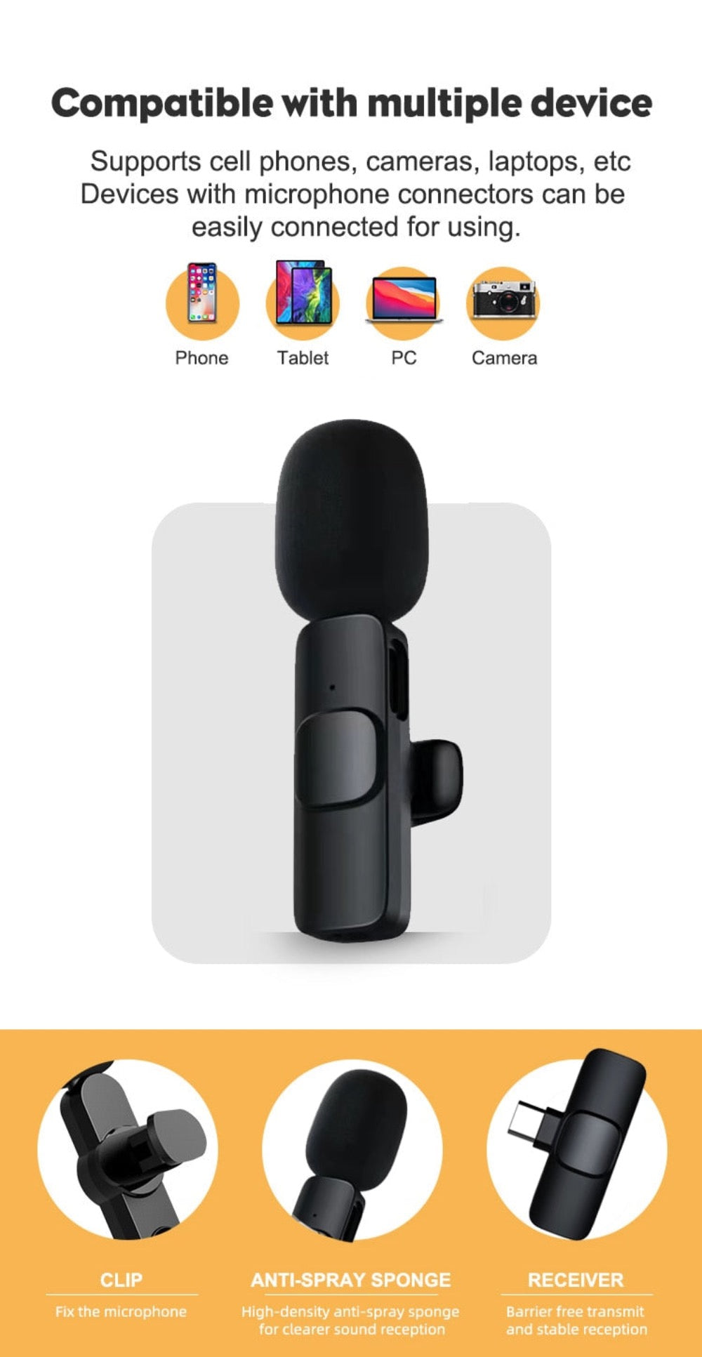 Mini Wireless Recording Microphone with Clip 2 Mics Set - Image 8