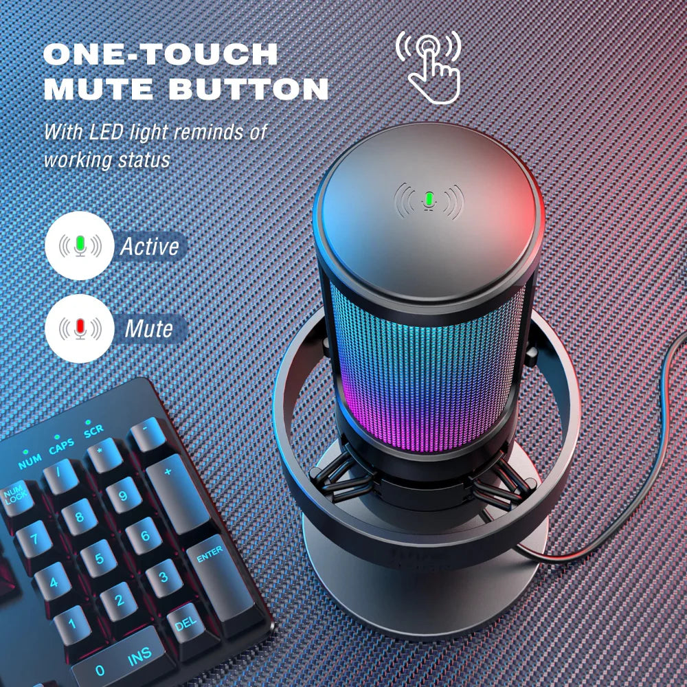 High Quality RGB One Touch Mute Gaming Microphone - Image 3