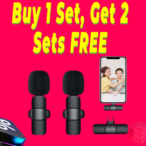 Mini Wireless Recording Microphone with Clip  2 Mics Set